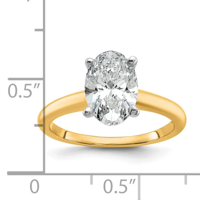 Goldia Rings 14k Twotone 2 Ct Lab Grown Diamond VSSI G Oval Solitare Engagement Ring