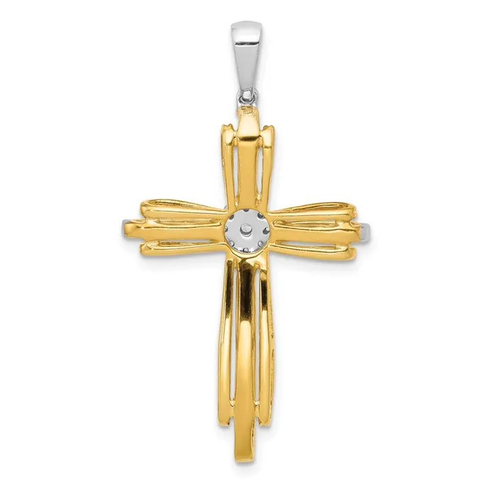 Goldia Rings 14k TwoTone Gold 13ct Real Diamond Passion Cross Pendant