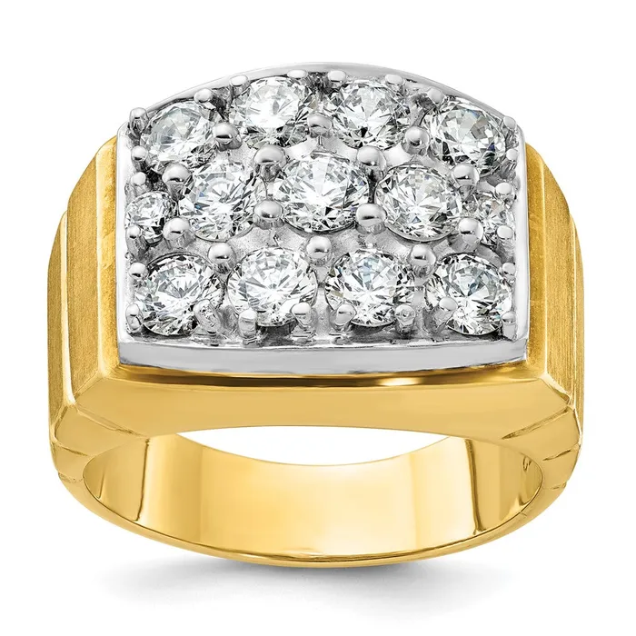 Goldia Rings 14k Twotone Gold Mens Polished and Satin 3 carat Diamond Complete Ring Goldia Rings 14k Twotone Gold Mens Polished and Satin 3 carat Diamond Complete Ring