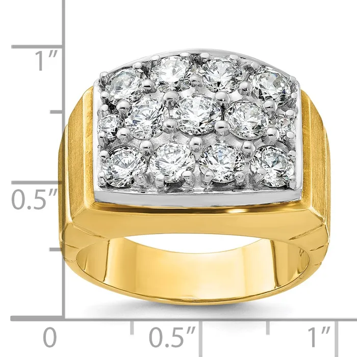 Goldia Rings 14k Twotone Gold Mens Polished and Satin 3 carat Diamond Complete Ring