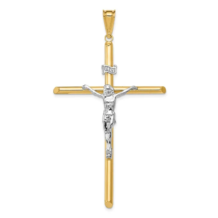 Goldia Rings 14k Twotone Gold Twotone Gold Polished Jesus Crucifix Pendant Goldia Rings 14k Twotone Gold Twotone Gold Polished Jesus Crucifix Pendant