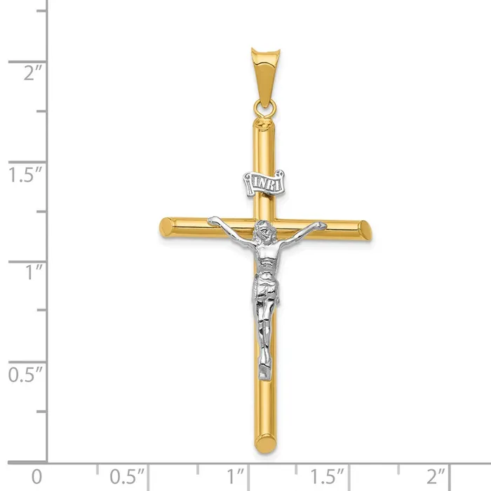 Goldia Rings 14k Twotone Gold Twotone Gold Polished Jesus Crucifix Pendant