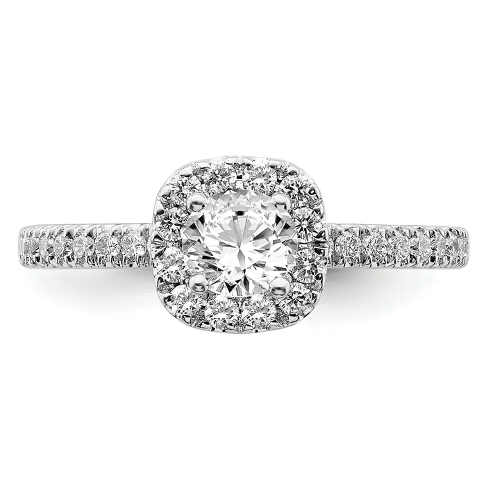 Goldia Rings 14k White Gold 34 Ct Lab Grown Diamond VSSI G Round Halo Engagement Ring
