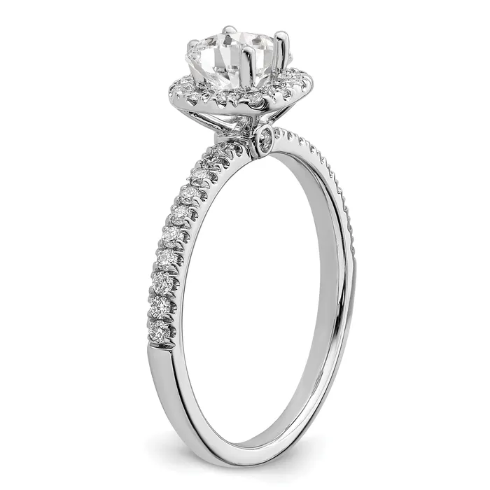 Goldia Rings 14k White Gold 34 Ct Lab Grown Diamond VSSI G Round Halo Engagement Ring
