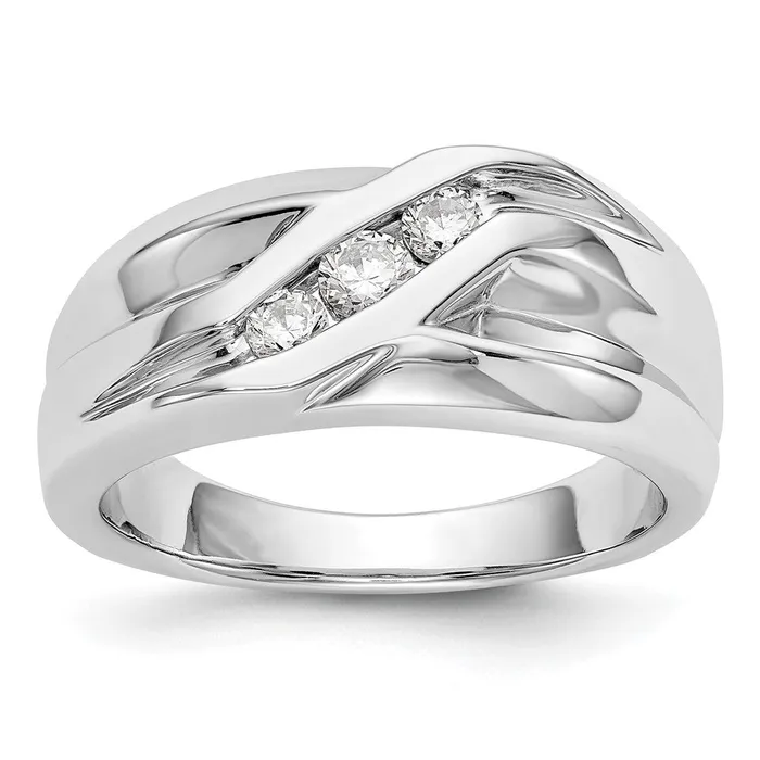 Goldia Rings 14k White Gold 3Stone 13 carat Diamond Complete Mens Ring Goldia Rings 14k White Gold 3Stone 13 carat Diamond Complete Mens Ring