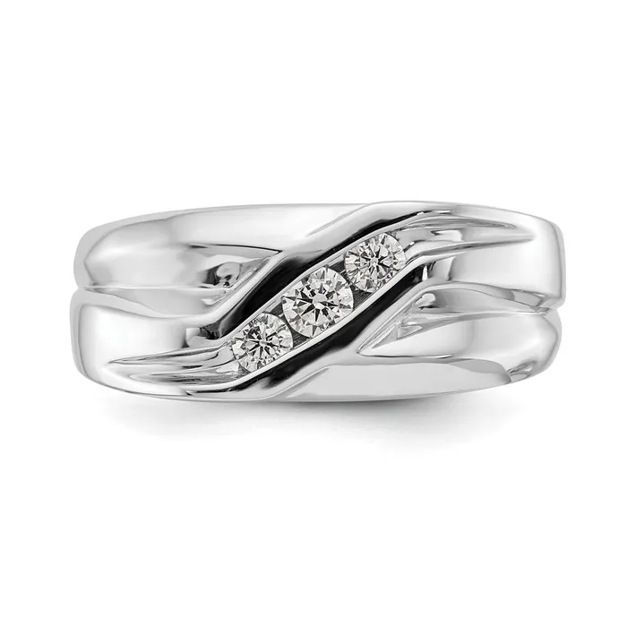 Goldia Rings 14k White Gold 3Stone 13 carat Diamond Complete Mens Ring