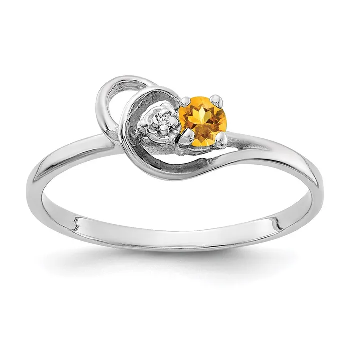 Goldia Rings 14k White Gold 3mm Citrine A Real Diamond ring