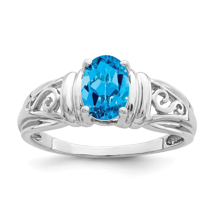 Goldia Rings 14k White Gold 7x5mm Oval Blue Topaz ring