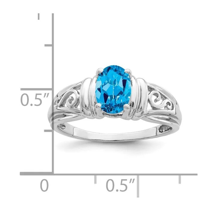 Goldia Rings 14k White Gold 7x5mm Oval Blue Topaz ring