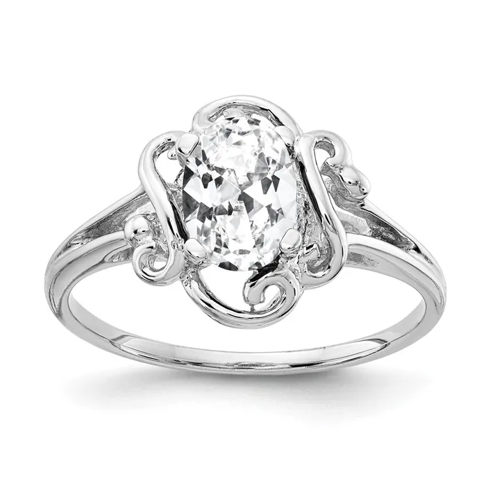 Goldia Rings 14k White Gold 7x5mm Oval Cubic Zirconia ring