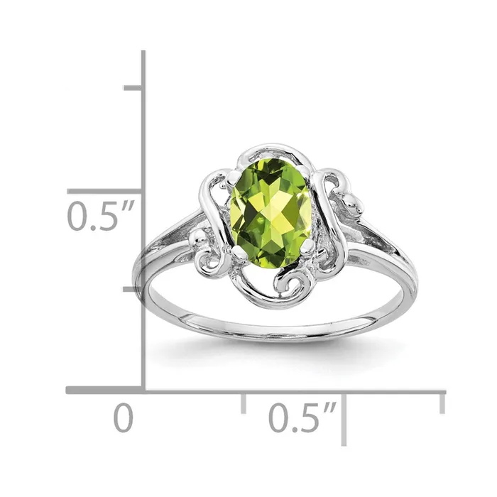Goldia Rings 14k White Gold 7x5mm Oval Peridot Checker ring