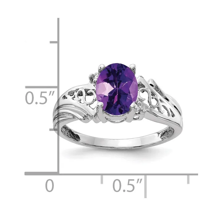 Goldia Rings 14k White Gold 8x6mm Oval Amethyst A Real Diamond ring