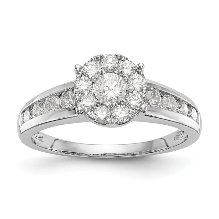 Goldia Rings 14K White Gold Lab Grown VSSI FGH Diamond Cluster Engagement Ring Goldia Rings 14K White Gold Lab Grown VSSI FGH Diamond Cluster Engagement Ring