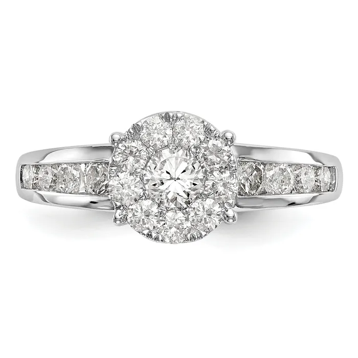 Goldia Rings 14K White Gold Lab Grown VSSI FGH Diamond Cluster Engagement Ring
