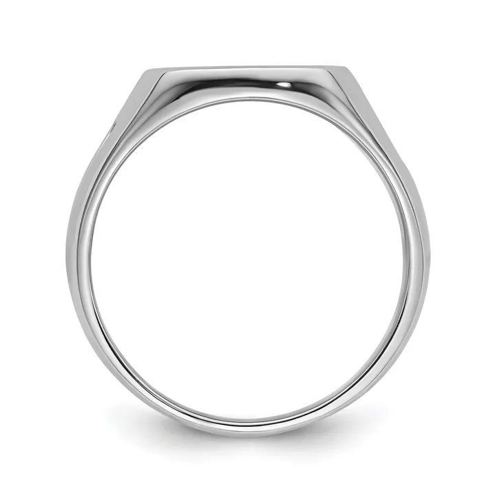 Goldia Rings 14k White Gold Mens Polished and Grooved No Enamel Masonic Ring