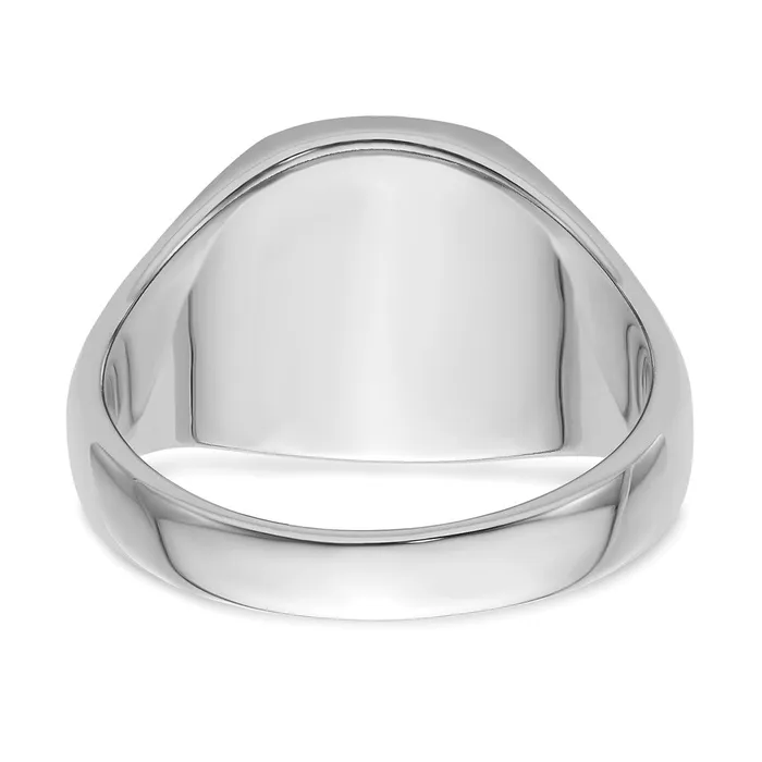 Goldia Rings 14k White Gold Mens Polished and Grooved No Enamel Masonic Ring
