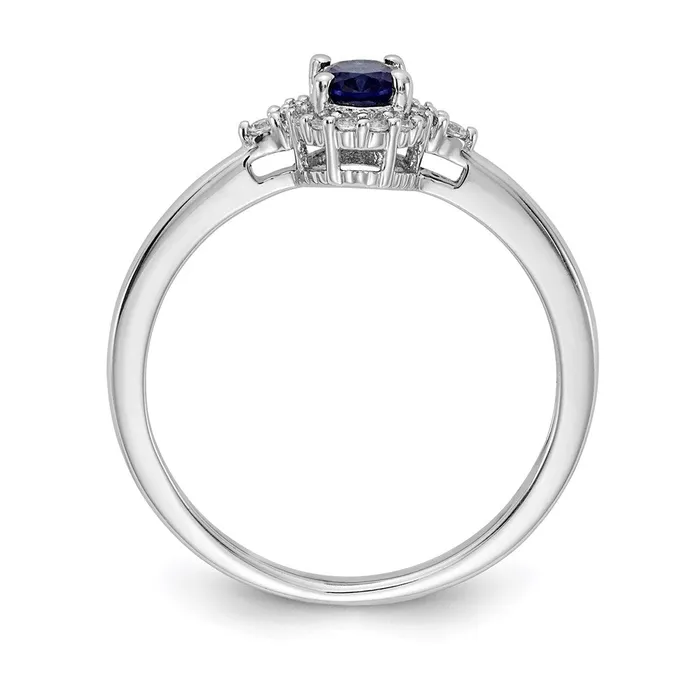 Goldia Rings 14k White Gold Oval Sapphire and Real Diamond Halo Ring