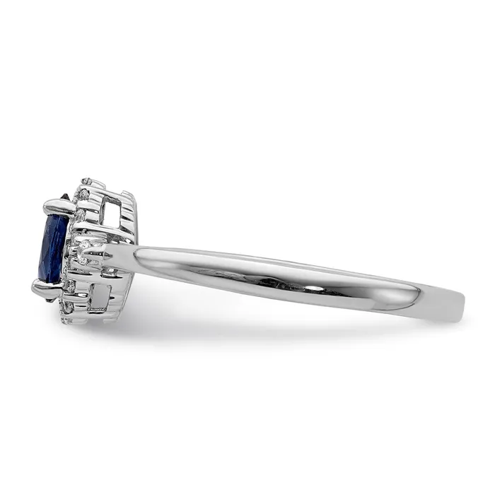 Goldia Rings 14k White Gold Oval Sapphire and Real Diamond Halo Ring
