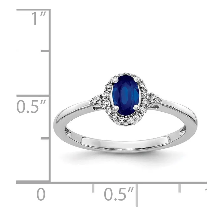 Goldia Rings 14k White Gold Oval Sapphire and Real Diamond Halo Ring