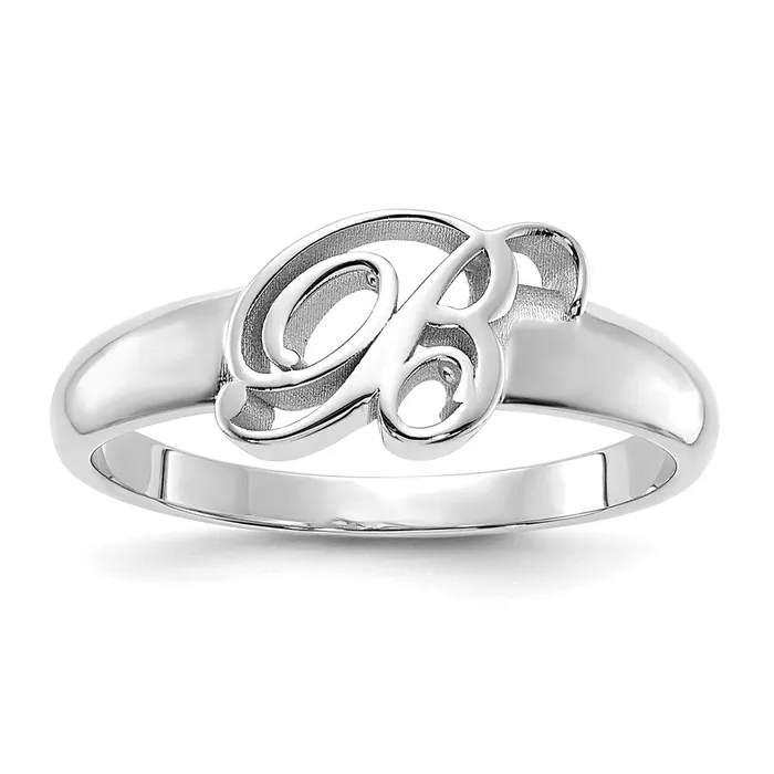 Goldia Rings 14K White Gold Polished Initial Ring