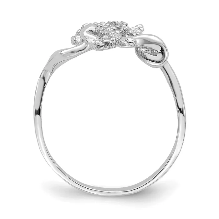 Goldia Rings 14K White Gold Polished Textured 2D Seahorse Ring Size 7