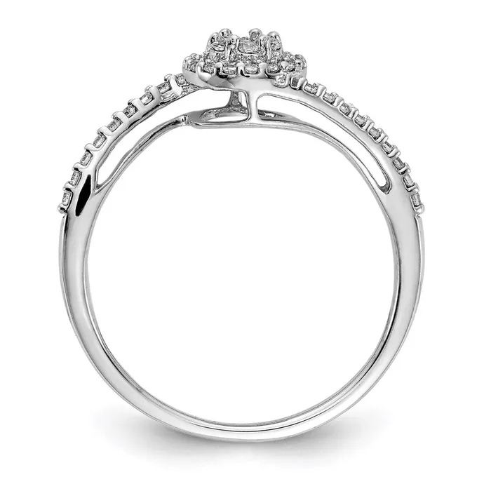 Goldia Rings 14k White Gold Real Diamond Cluster Bypass Ring