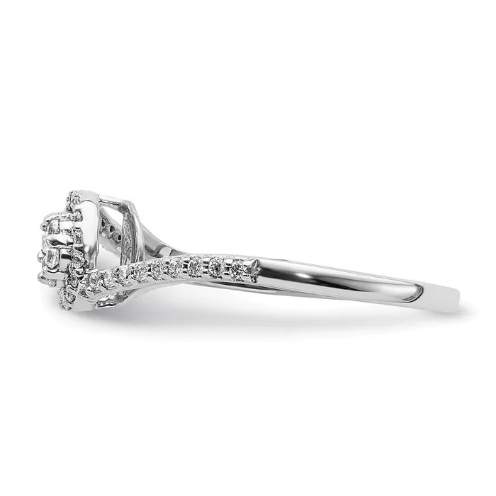 Goldia Rings 14k White Gold Real Diamond Cluster Bypass Ring