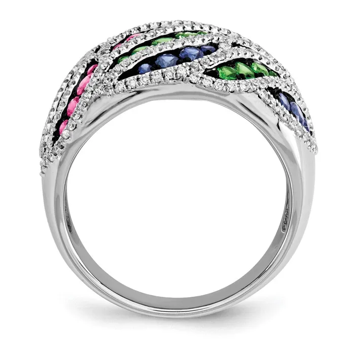 Goldia Rings 14k White Gold Real Diamond Garnet u0026 Sapphire Ring