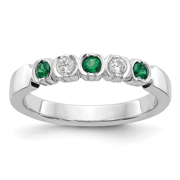 Goldia Rings 14k White Gold Real Diamond wEmerald Band