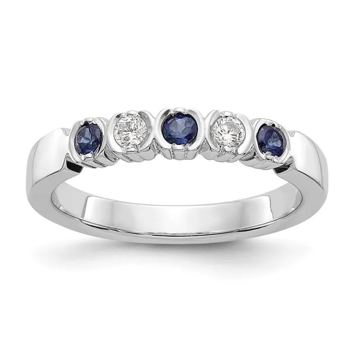 Goldia Rings 14k White Gold Real Diamond wSapphire Band