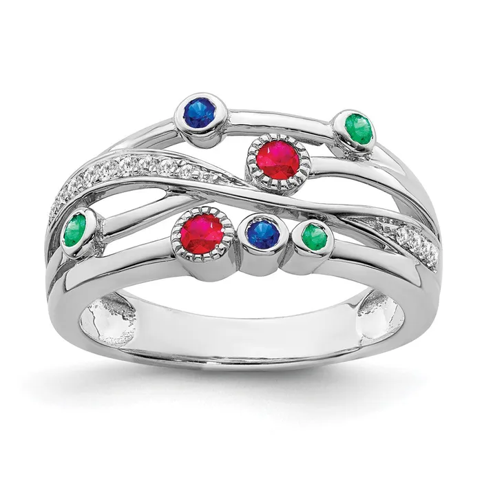 Goldia Rings 14k White Gold RubySapphireEmeraldDiamond Ring