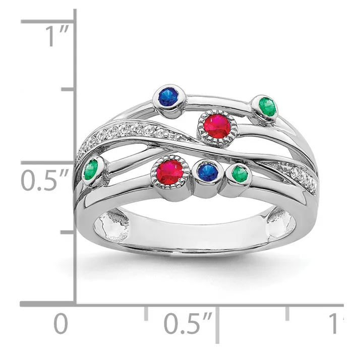 Goldia Rings 14k White Gold RubySapphireEmeraldDiamond Ring