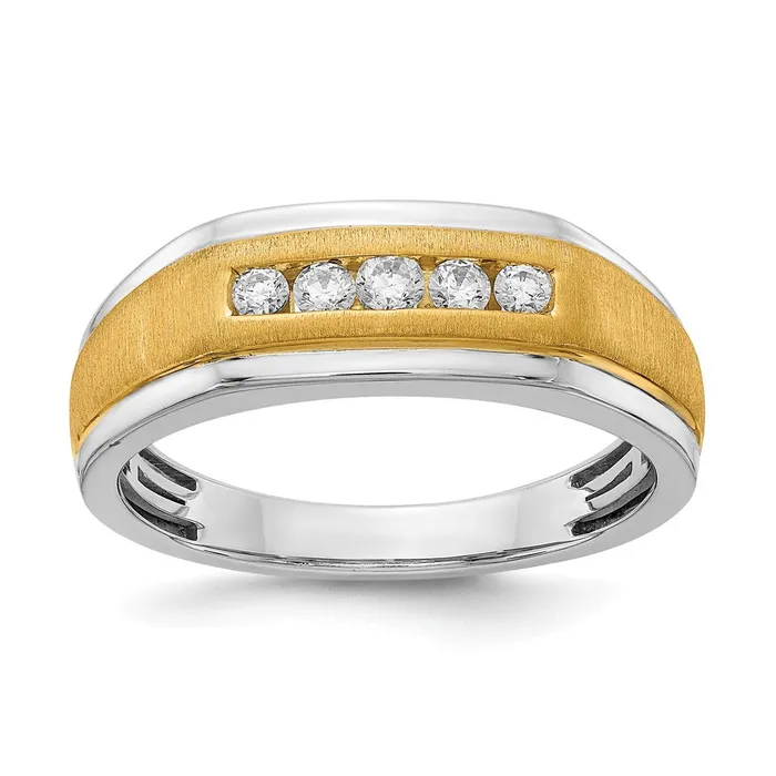 Goldia Rings 14k White u0026 Yellow Gold Real Diamond Mens Ring