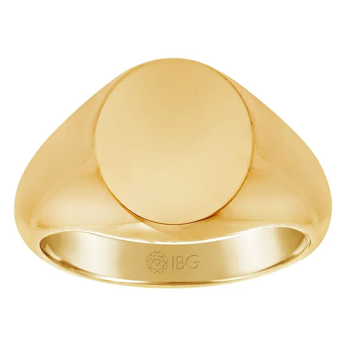 Goldia Rings 14k Yellow Gold 14x12mm Mens Round Signet Ring