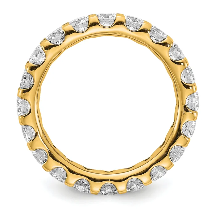 Goldia Rings 14k Yellow Gold 3 Ct Lab Grown Diamond VSSI G Shared Prong Eternity Band Ring