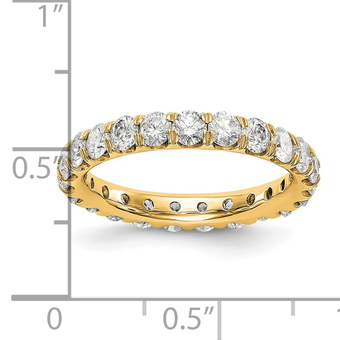 Goldia Rings 14k Yellow Gold 3 Ct Lab Grown Diamond VSSI G Shared Prong Eternity Band Ring