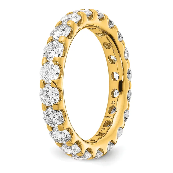 Goldia Rings 14k Yellow Gold 3 Ct Lab Grown Diamond VSSI G Shared Prong Eternity Band Ring