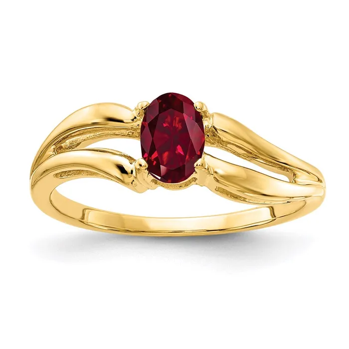 Goldia Rings 14K Yellow Gold 6x4mm Oval Created Ruby ring