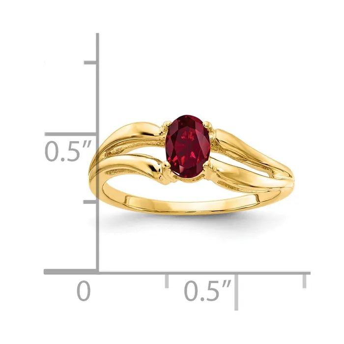 Goldia Rings 14K Yellow Gold 6x4mm Oval Created Ruby ring