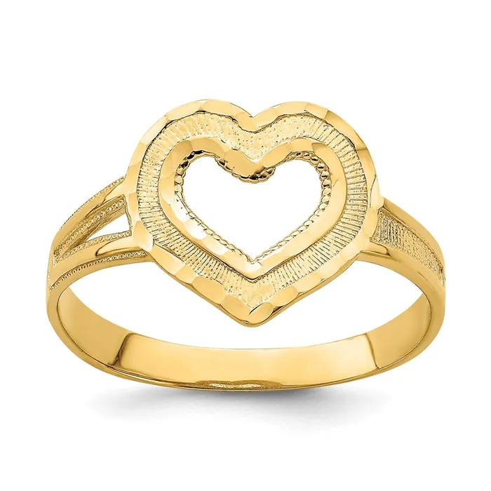Goldia Rings 14K Yellow Gold Diamondcut CutOut Heart Ring
