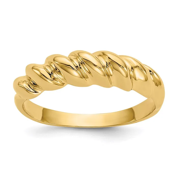 Goldia Rings 14K Yellow Gold Polished Twisted Dome Ring