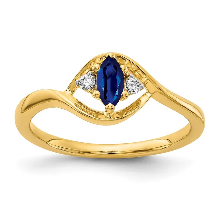 Goldia Rings 14K Yellow Gold Real Diamond u0026 Sapphire Ring
