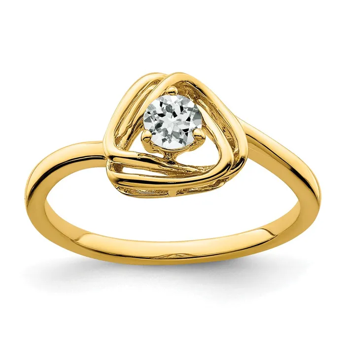 Goldia Rings 14K Yellow Gold White Topaz Triangle Ring