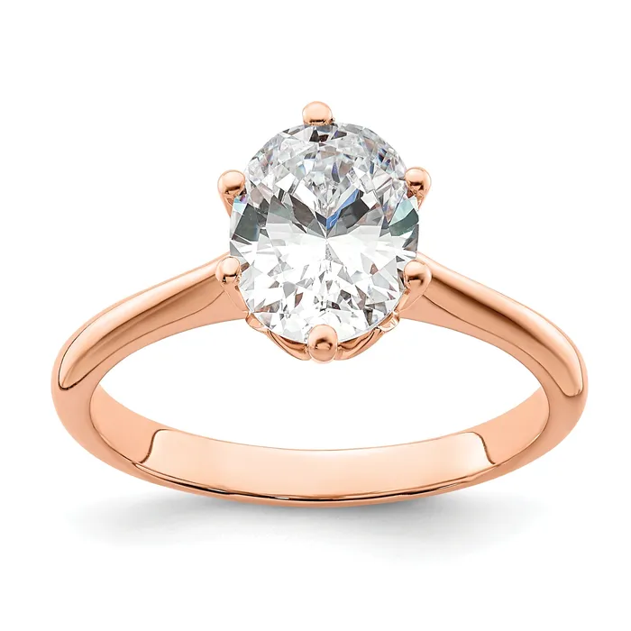 Goldia Rings 200ct CZ Solid Real 14k Rose Polish 2ct Oval Leaf Design Dia Ring