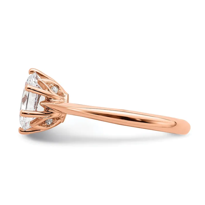 Goldia Rings 200ct CZ Solid Real 14k Rose Polish 2ct Oval Leaf Design Dia Ring