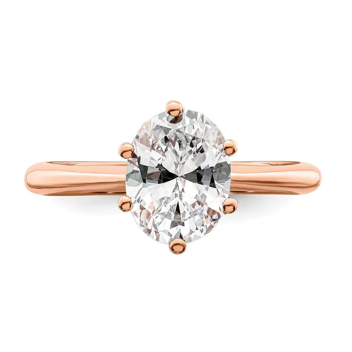 Goldia Rings 200ct CZ Solid Real 14k Rose Polish 2ct Oval Leaf Design Dia Ring