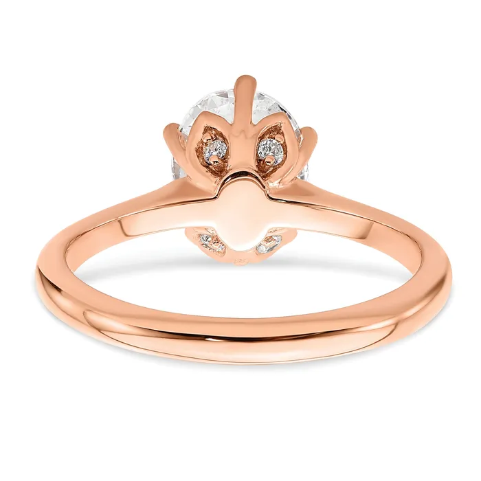 Goldia Rings 200ct CZ Solid Real 14k Rose Polish 2ct Oval Leaf Design Dia Ring