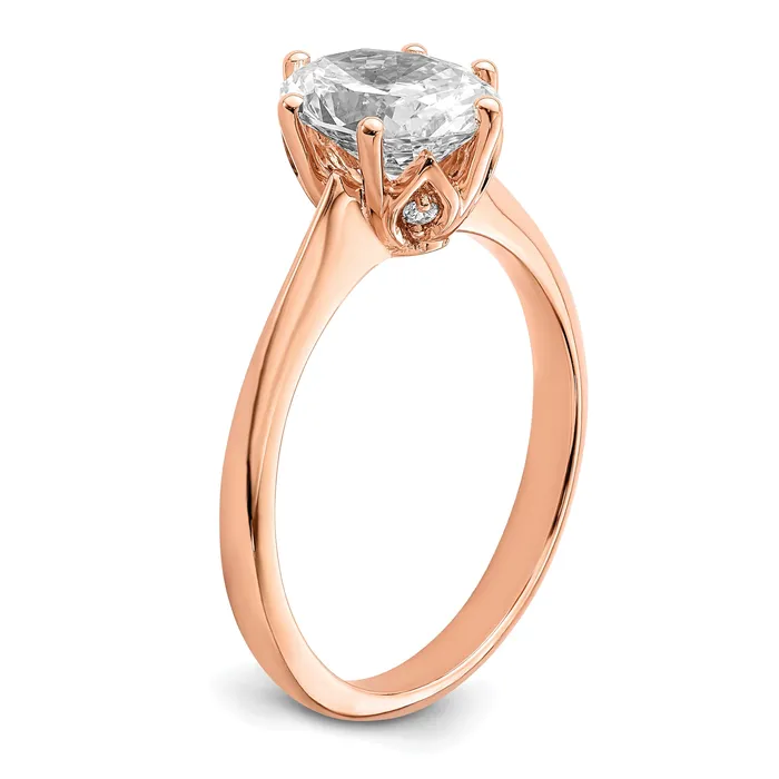 Goldia Rings 200ct CZ Solid Real 14k Rose Polish 2ct Oval Leaf Design Dia Ring