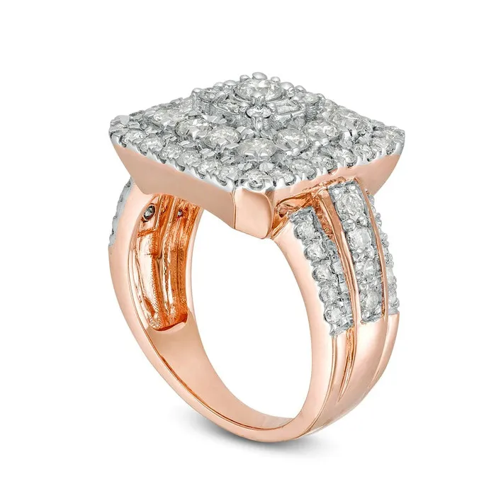 Goldia Rings 213 CT TW Composite Natural Diamond Double Cushion Frame MultiRow Engagement Ring in Solid 10K Rose Gold Goldia Rings 213 CT TW Composite Natural Diamond Double Cushion Frame MultiRow Engagement Ring in Solid 10K Rose Gold
