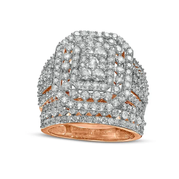 Goldia Rings 220 CT TW Composite Natural Diamond Triple Octagonal Frame MultiRow Bridal Engagement Ring Set in Solid 10K Rose Gold Goldia Rings 220 CT TW Composite Natural Diamond Triple Octagonal Frame MultiRow Bridal Engagement Ring Set in Solid 10K Rose Gold